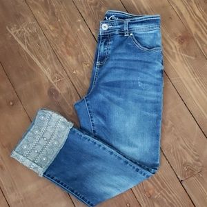 Embellished crop denim